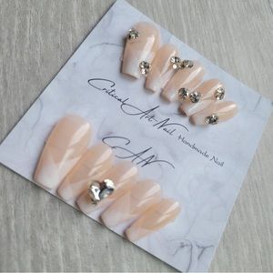 handmade gel nail, gem nails, acrylic press on nail, fake nail